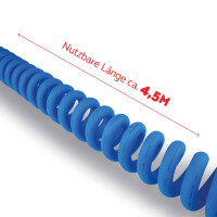 EV Ladekabel spiral / 6M / 22kW / 3x32A / Typ2-Typ2 / blau