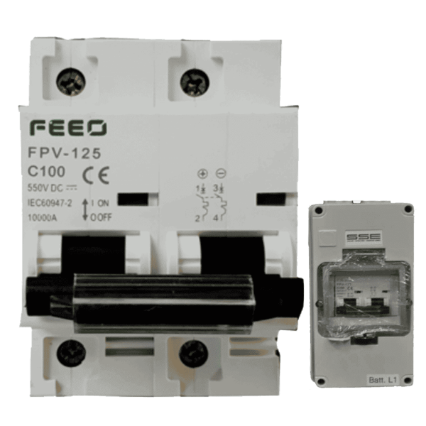 DC Trennschalter FEEO FPV-125 100A 550VDC + IP66 Gehäuse