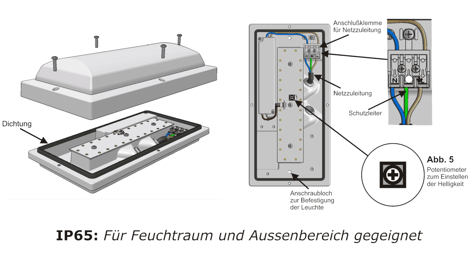 LED Wand-/Deckenleuchte PS3000-L 3000K